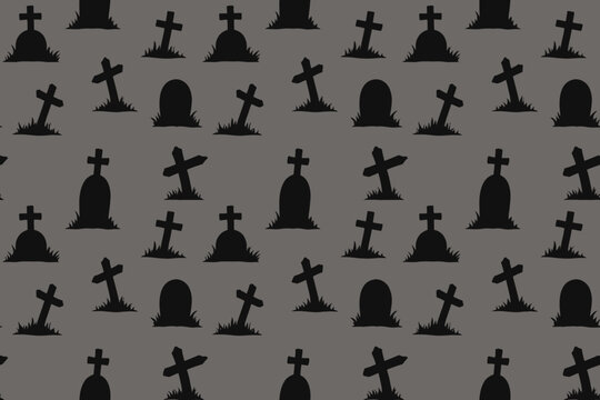 Patr&oacute;n de tumbas y cruces de Halloween