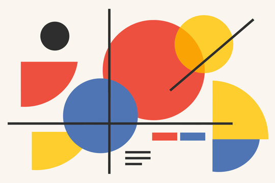 Composici&oacute;n geom&eacute;trica Bauhaus en colores primarios