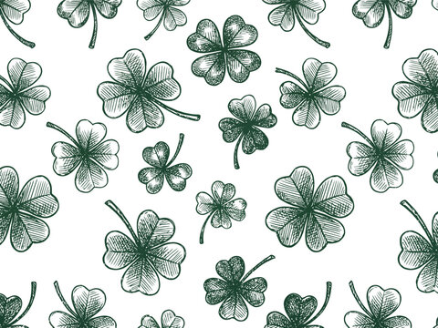 Vintage seamless shamrock pattern for St patrick's day background