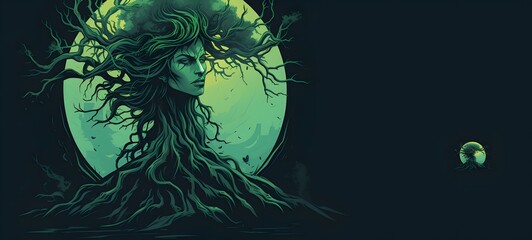 treants dryad vector illustration t-shirt design ,generative AI