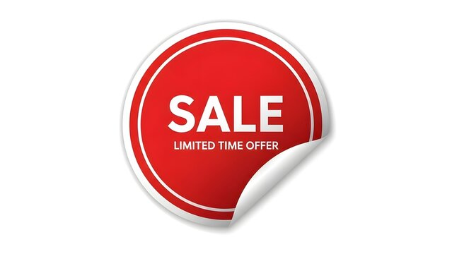 Bold Red Sale Sticker: A vibrant red sticker boldly proclaims SALE, with a tagline emphasizing the limited time nature of the offer,perfect for creating a sense of urgency and excitement.