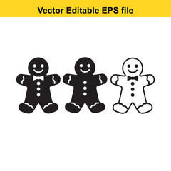 Gingerbread Man Vector Illustration Set with Bow Ties