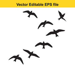 Fototapeta premium Seagull Silhouettes Flying in Formation - Vector Illustration