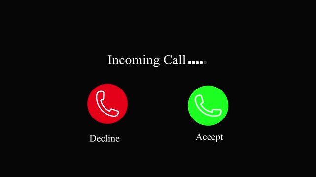 Incoming Call Screen with Accept and Decline Buttons on Black Background phone call phone screen.