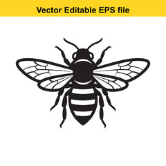 Obraz premium Bee Silhouette Icon Vector Illustration on White Background
