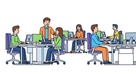 Modern Office Employees Assisting Each Other