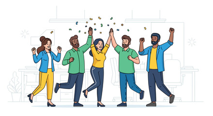 Joyful Team Celebrating Project Milestone