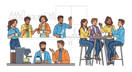 Joyful Colleagues Coffee Break Chatting