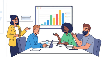 Modern Team Collaborates During Project Meeting