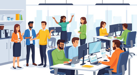 Modern Workplace Professionals Collaborate Productive Environment