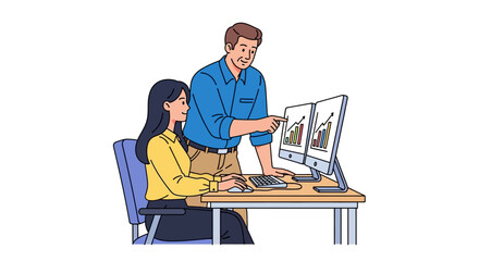 Office Mentor Guides Young Colleague