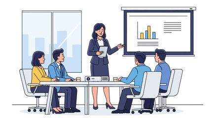 Professional Female Presents Modern Team Meeting