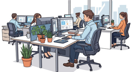 Professional Focused at Modern Office Desk