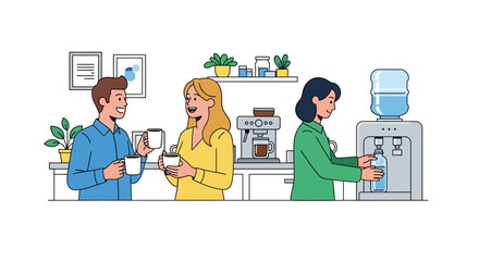 Smiling Colleagues Enjoy Coffee Break