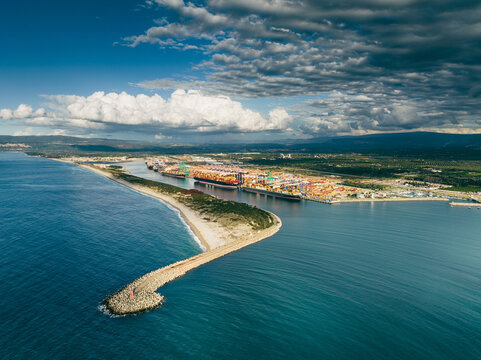 Aerial view of port of joy tauro Calabria 