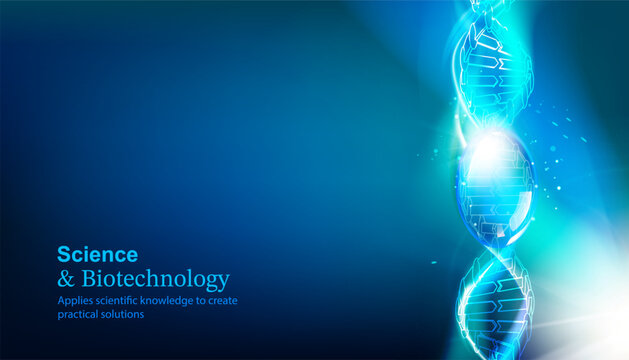 DNA abstract background. 3D chromosome cell structure. Medical helix genome background.