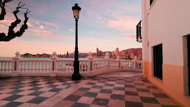 Scenic view from balcony of the mediterranean sea in benidorm