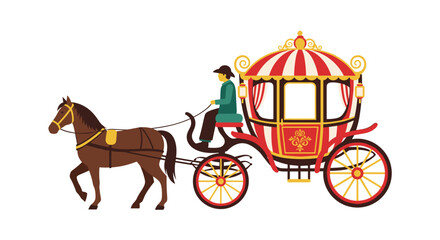 Horse-drawn carriage with driver, a symbol of historical travel and elegance
