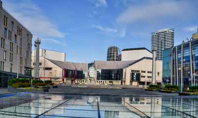Eurovea Square With Slovak National Theatre Reflection Panorama