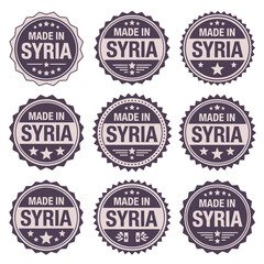Fototapeta premium Made in Syria product label badges set for quality identification various designs