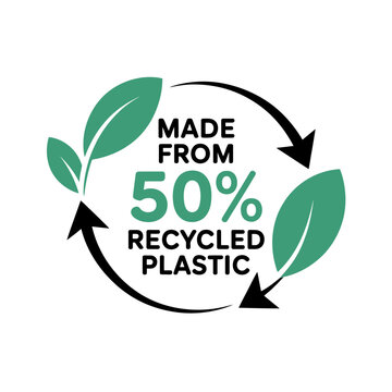 Eco friendly label made from fifty percent recycled plastic