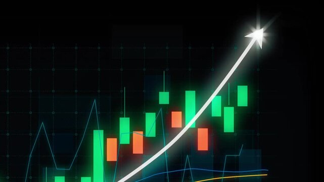 Business growth concept in allusive graph chart showing marketing sales profit increasing to future target . Excellent financial status of corporate business rise up . Finance and money 3D rendering .