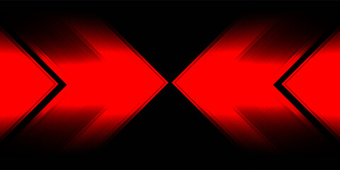 Glowing red neon chevron arrows pointing left on black background, abstract futuristic motion graphic design.