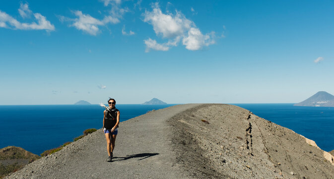 Hiker on Crater Path