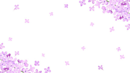 水彩で描いたライラックのフレーム素材