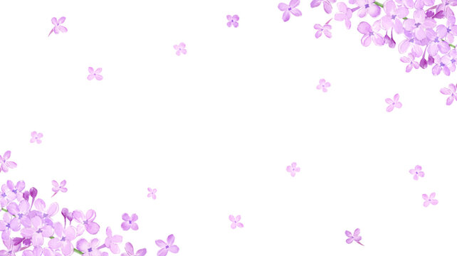 水彩で描いたライラックのフレーム素材
