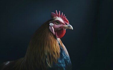 Dramatic Black Background Rooster Portrait &ndash; Luxury Fine Art Animal Photography