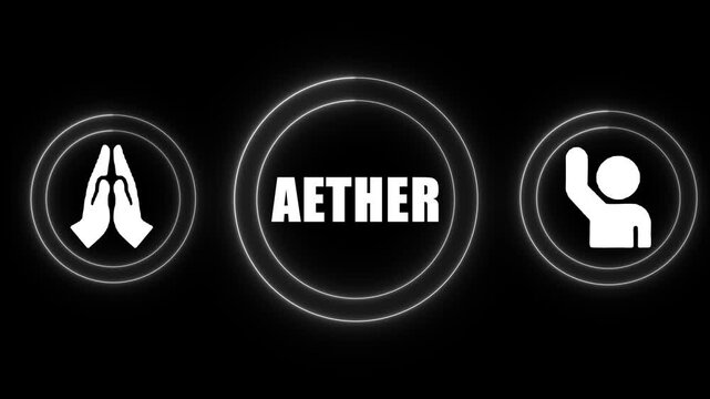 AETHER White UI Icons with Pulse Rings on black Background &ndash; Digital Interface Animation