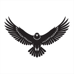 Obraz premium Symmetrical bald eagle soaring with wide wingspan vector illustration of powerful bird of prey in flight