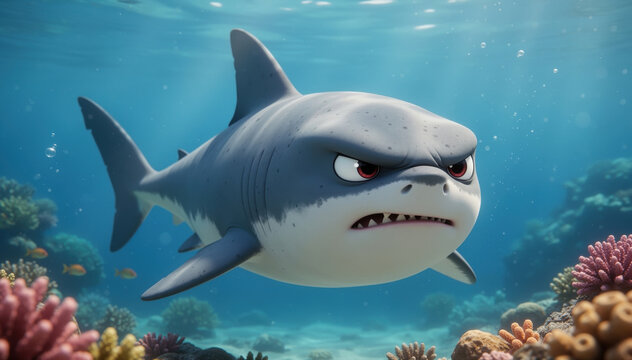 The underwater world shark: a charming portrayal of a shark, bringing to life the enigmatic beauty of the underwater world.