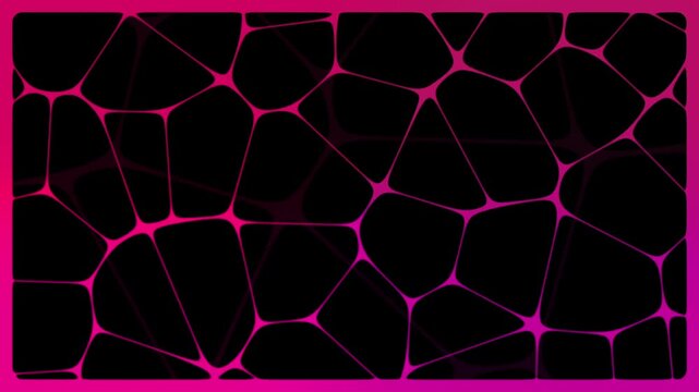 Abstract Cyberpunk Voronoi Network Background with Pink Glowing Lines Loop