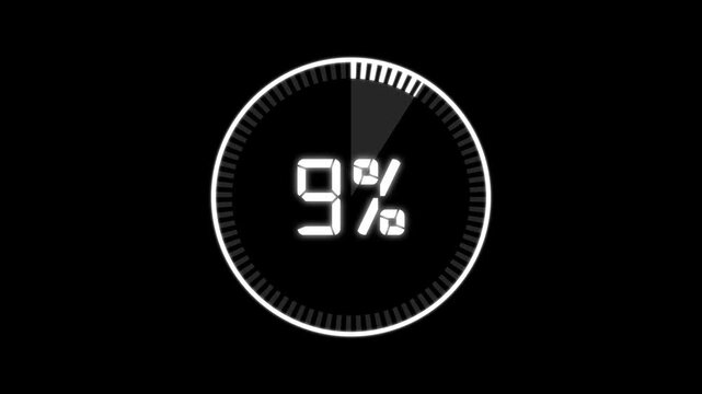 Abstract Pie Chart Data Loop Animation with 9 percent. 9 Modern circular pie chart animation showing percentage progress and statistics.