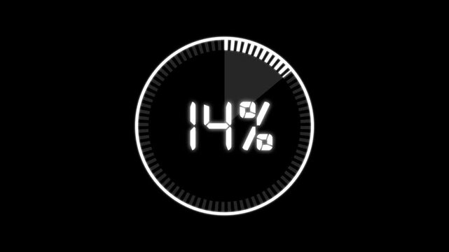 Abstract Pie Chart Data Loop Animation with 14 percent. 14 Modern circular pie chart animation showing percentage progress and statistics.