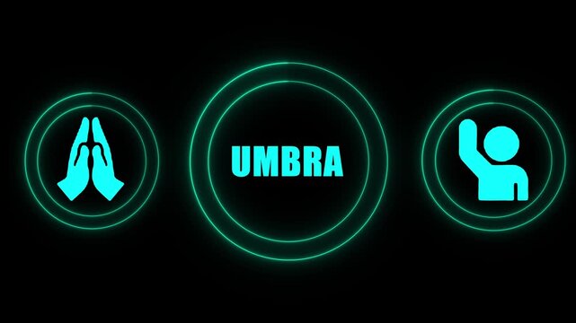 UMBRA Sine UI Icons with Pulse Rings on black Background &ndash; Digital Interface Animation