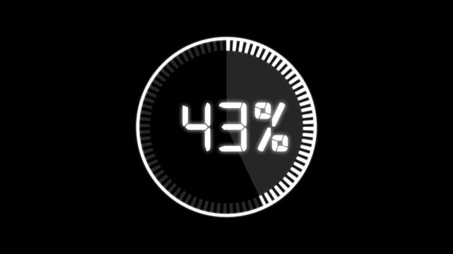 Abstract Pie Chart Data Loop Animation with 43 percent. 43 Modern circular pie chart animation showing percentage progress and statistics.