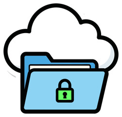Obraz premium Secure cloud storage folder with lock icon data protection digital asset management file security confidential information network safety backup system Vector Illustration