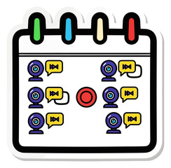 Video Conference Schedule Virtual Meeting Planner Vector Illustration Representing Online Collaboration Team Coordination and Project Management