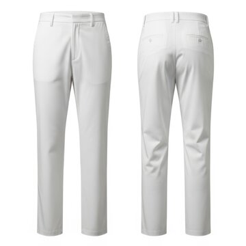 A pair of white men's casual trousers