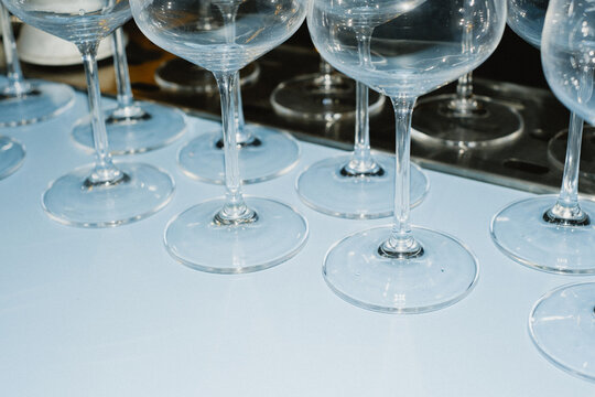 Clean Wine Glasses with Flash