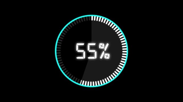 Abstract Pie Chart Data Loop Animation with 77 percent. 77 Modern circular pie chart animation showing percentage progress and statistics.