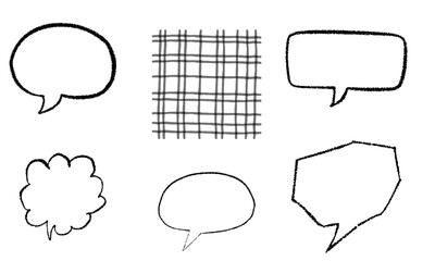 手描きのチェック模様とラフな吹き出しセット