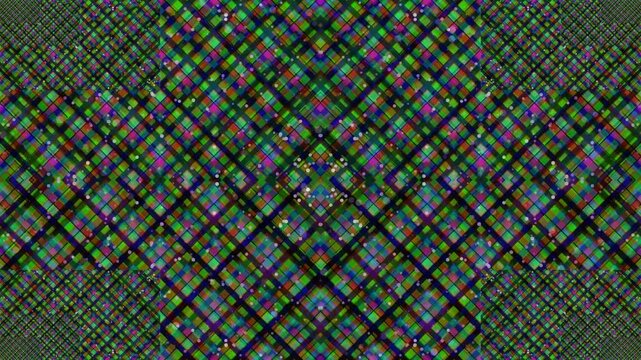 Vibrant abstract digital pattern showcasing intricate moir&eacute; effects and intersecting geometric lines. This futuristic tartan-like visual tapestry is ideal for high-resolution backgrounds