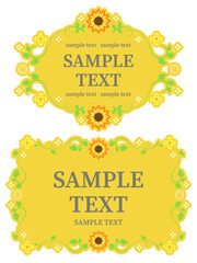黄色い花と植物の装飾フレーム素材