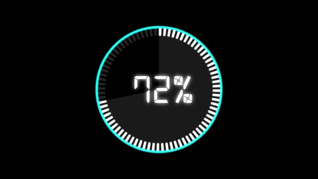 Abstract Pie Chart Data Loop Animation with 100 percent. 100 Modern circular pie chart animation showing percentage progress and statistics.