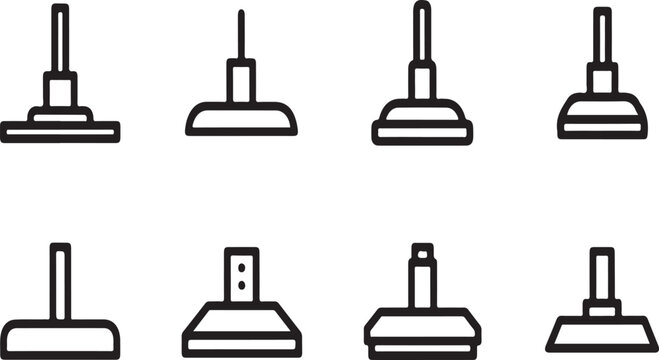 Assorted vacuum cleaners with different attachments and nozzles Vector