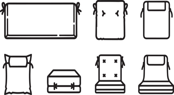 Various types of bags and suitcases illustrated in a simple line drawing style Vector